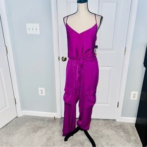 New with tags Ralph Lauren purple sleeveless tie waist jumpsuit. Size 16.